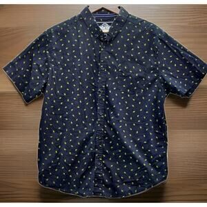 Descendent NYC Men's Shirt XL Short Sleeve Button Down Black w Green Leaf Design